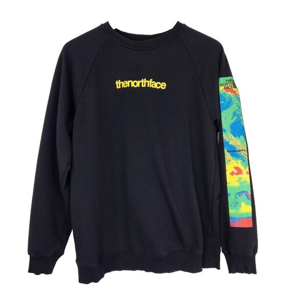 The North Face Womens Crew Neck Sweatshirt Medium Black Pullover Raglan Sleeve - Picture 1 of 8